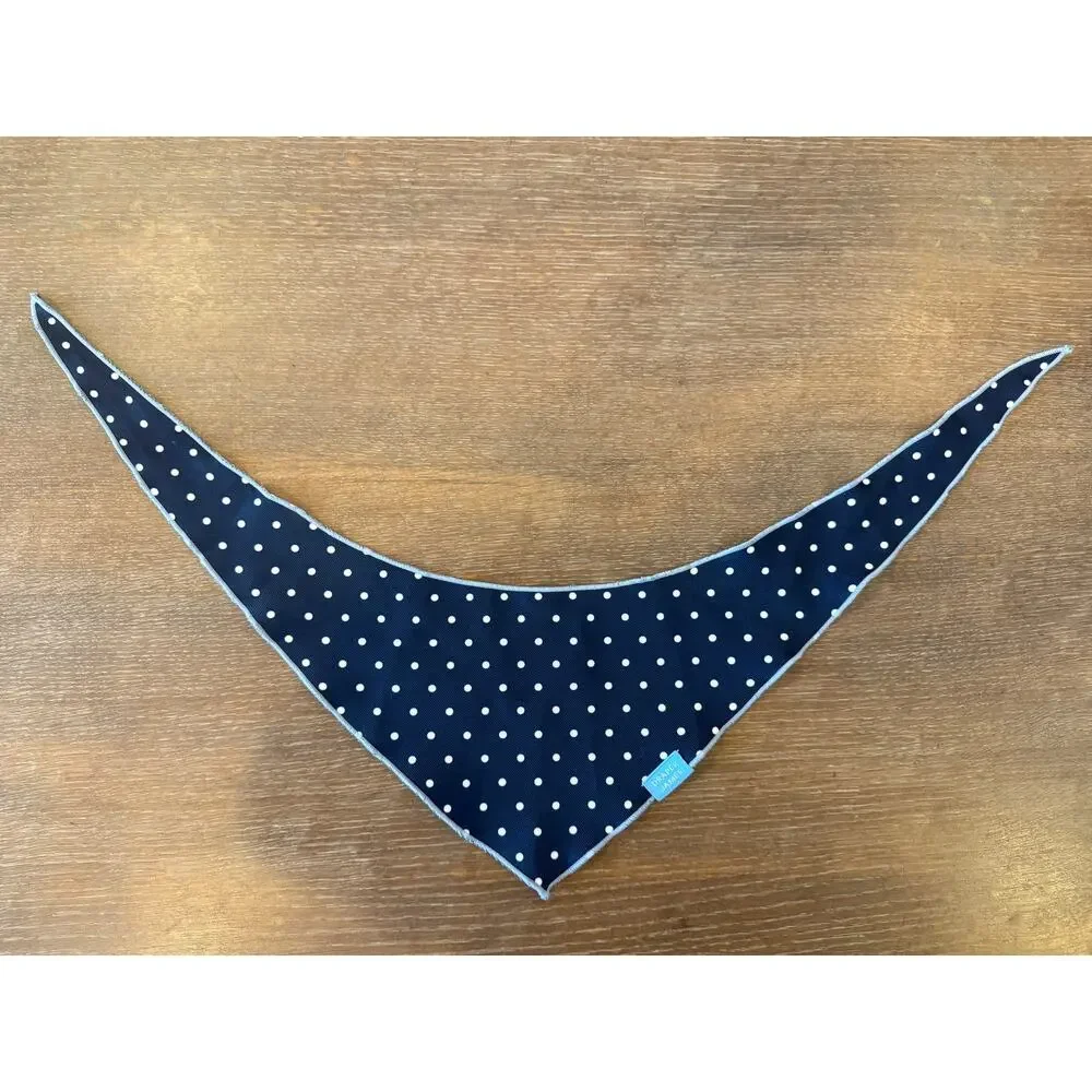 Draper James Navy white polka dot reversible blue and white striped dog bandana